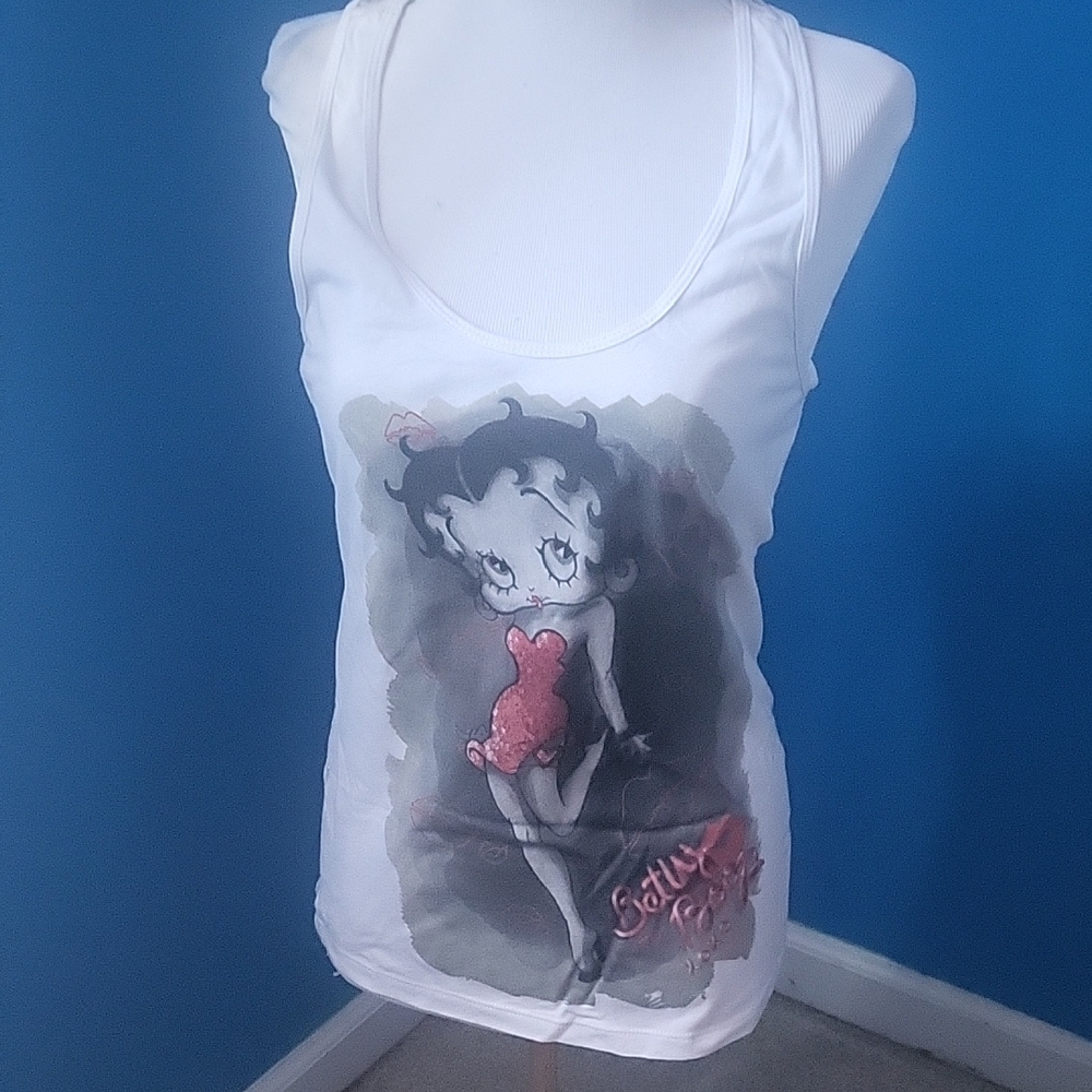 White Tank Top with Betty Boop Graphic